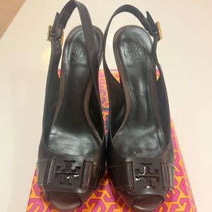 Tory Burch Dark Brown Slingback Heels